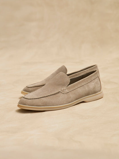 Rino Mens Taupe Suede Leather Loafers