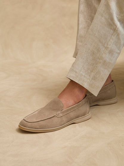 Rino Mens Taupe Suede Leather Loafers
