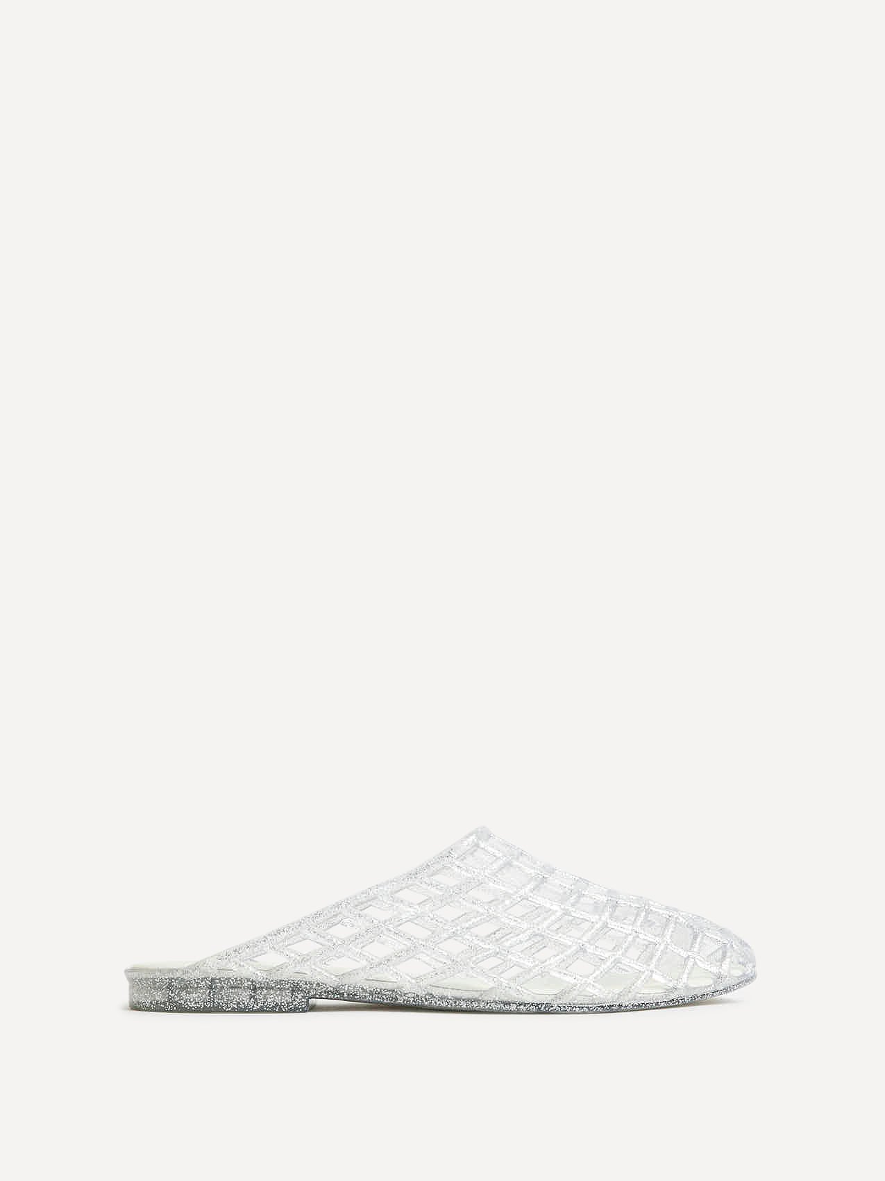 Ripple Silver Glitter Jelly Mules