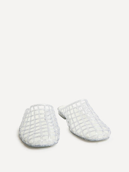 Ripple Silver Glitter Jelly Mules