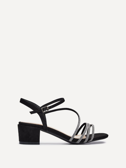 Riri Black Diamante Heeled Sandals