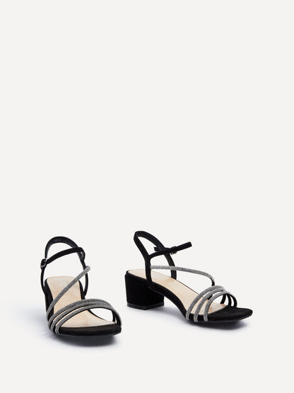 Riri Black Diamante Heeled Sandals