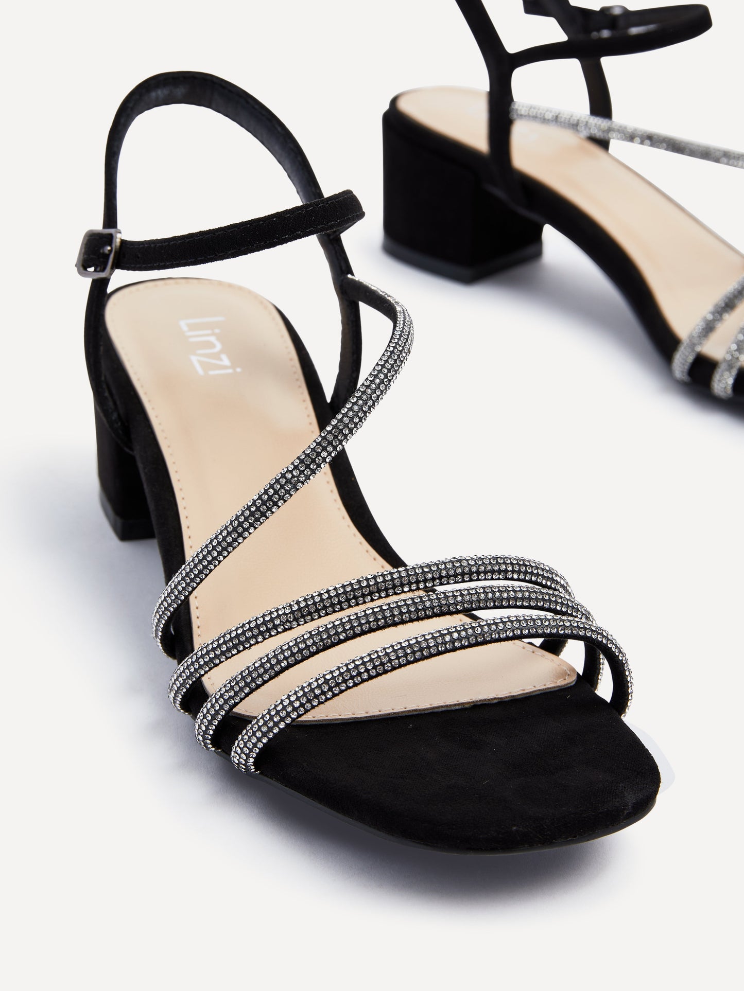 Riri Black Diamante Heeled Sandals