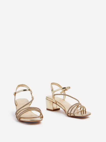 Riri Gold Diamante Heeled Sandals