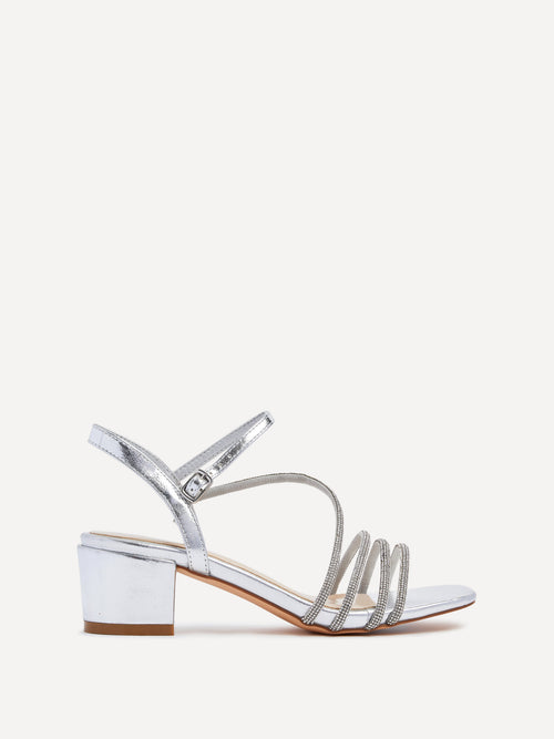 Riri Silver Diamante Heeled Sandals