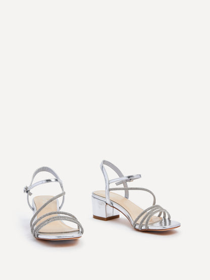 Riri Silver Diamante Heeled Sandals