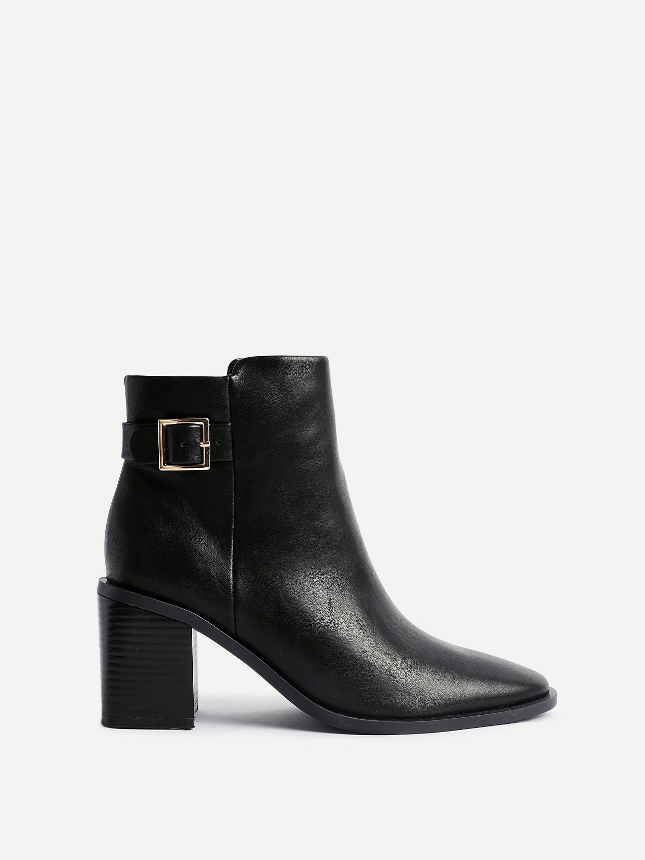 Rise Black Block Heeled Ankle Boots