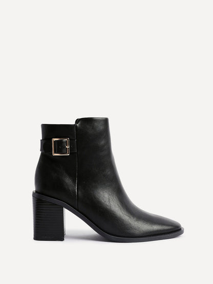 Rise Black Block Heeled Ankle Boots