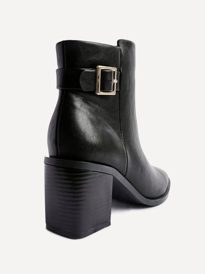 Rise Black Block Heeled Ankle Boots