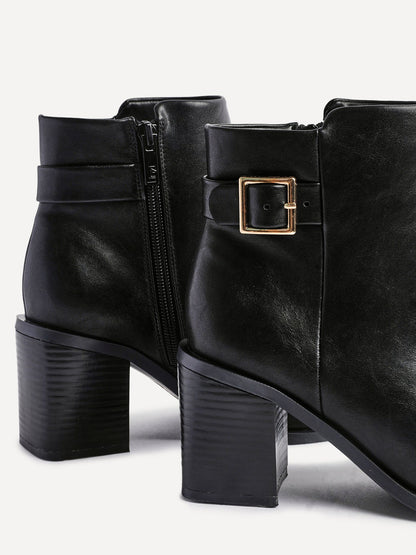 Rise Black Block Heeled Ankle Boots