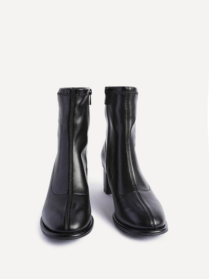 Rita Black Heeled Sock Boots