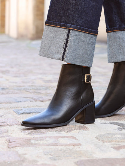 Rise Black Block Heeled Ankle Boots