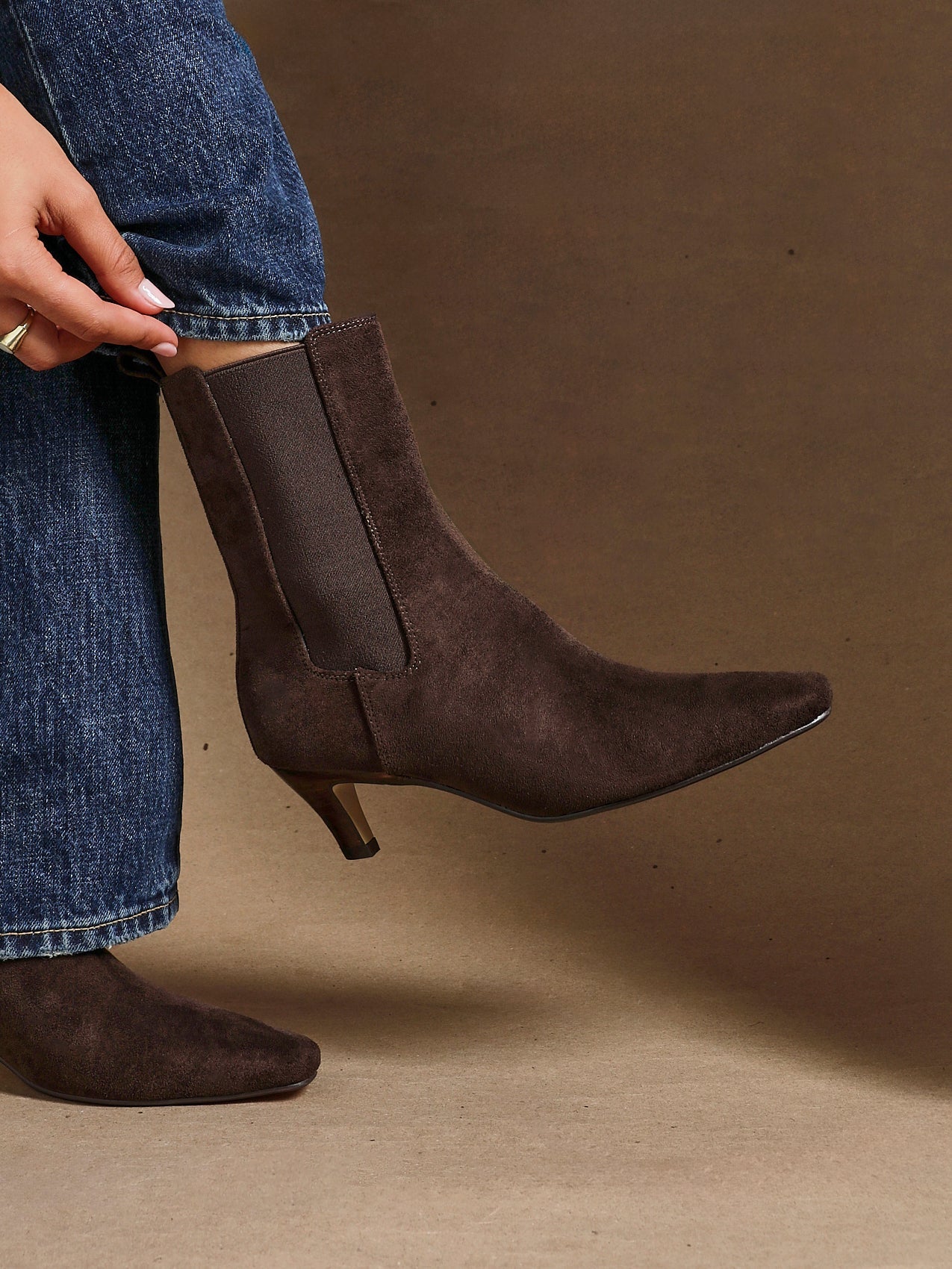 Ritual Brown Kitten Heel Chelsea Boots