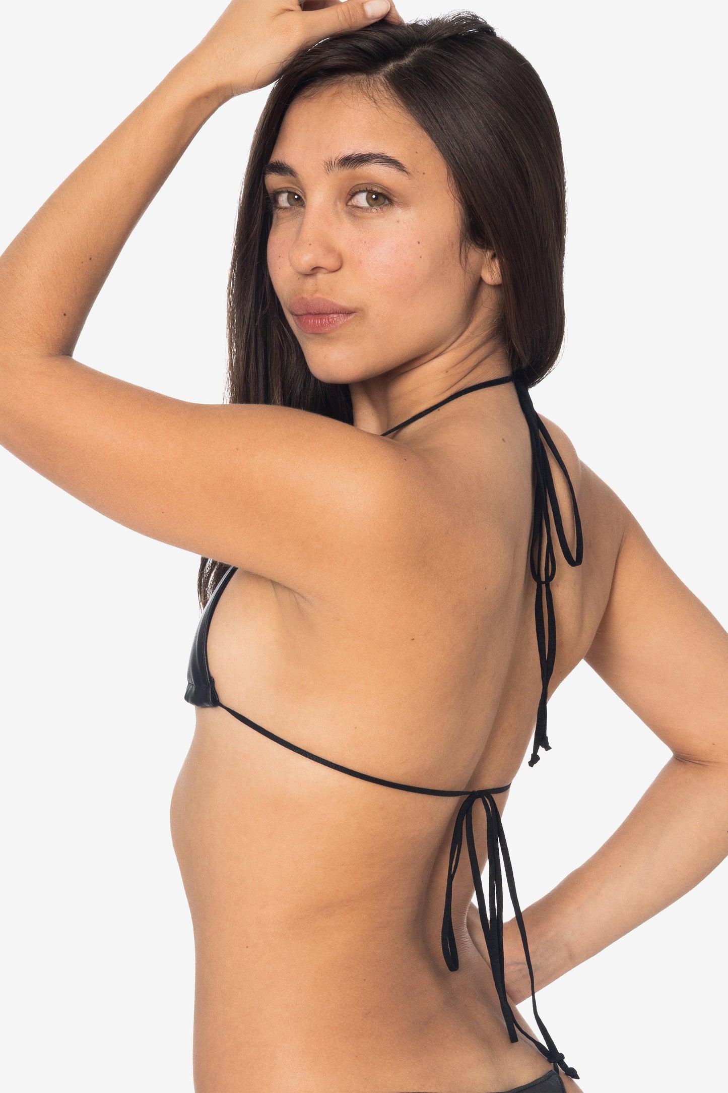 RLH3436 - Leather Nylon String Bikini Top