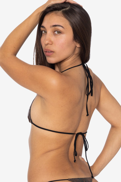 RLH3436 - Leather Nylon String Bikini Top