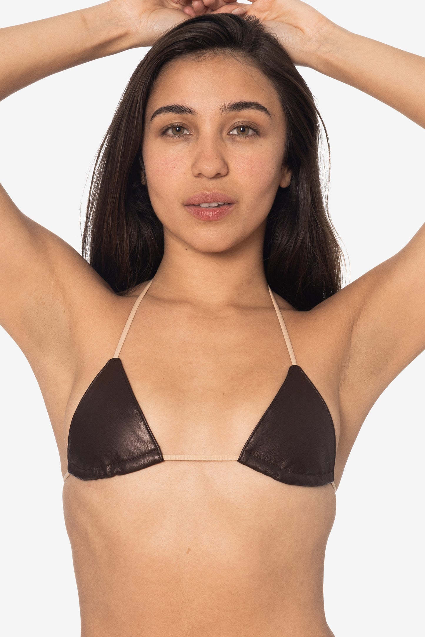 RLH3436 - Leather Nylon String Bikini Top