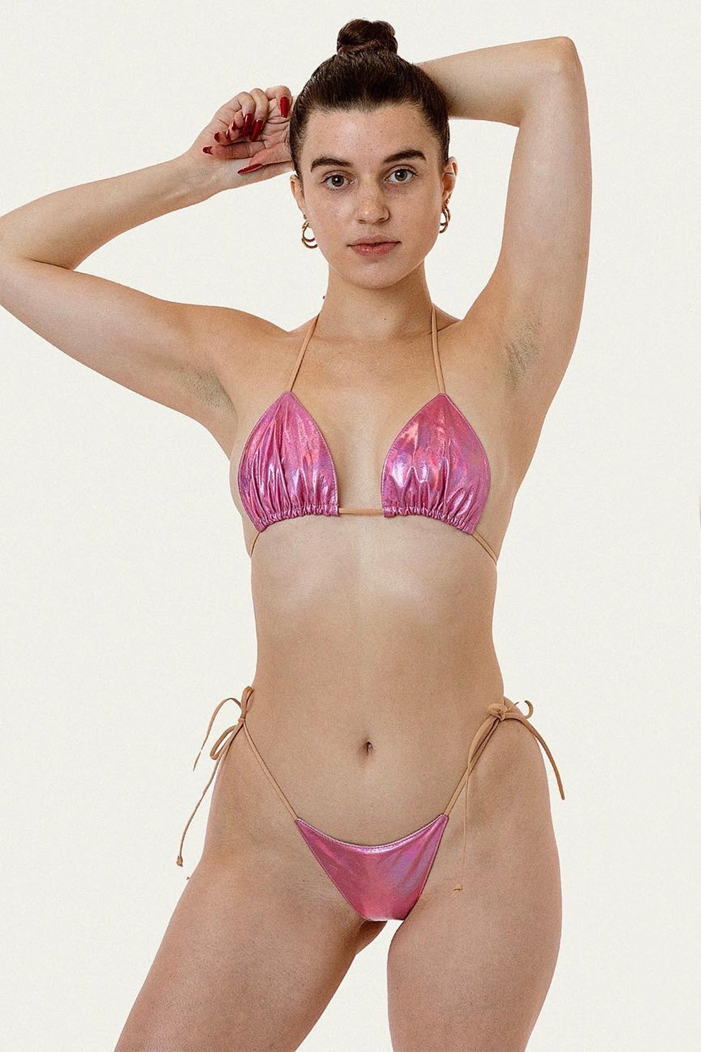 RLH3436 - Leather Nylon String Bikini Top