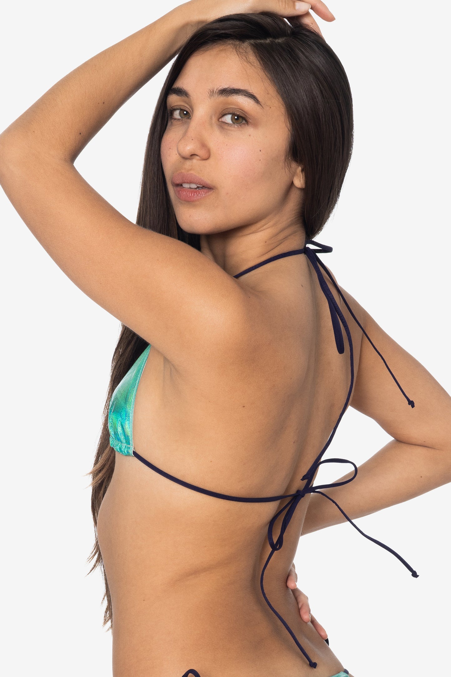 RLH3436 - Leather Nylon String Bikini Top