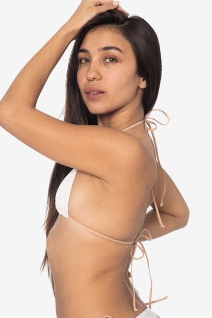 RLH3436 - Leather Nylon String Bikini Top
