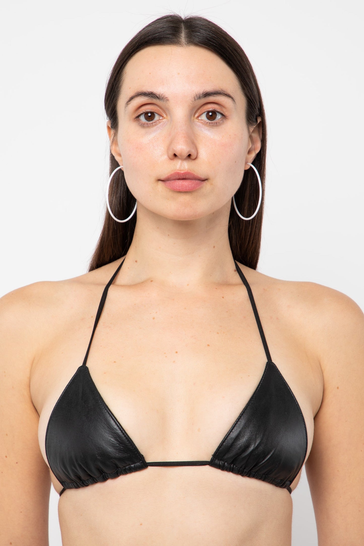 RLH3436 - Leather Nylon String Bikini Top