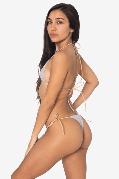 RLH3437 - Leather Thong Nylon String Bikini Bottom