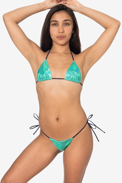 RLH3437 - Leather Thong Nylon String Bikini Bottom