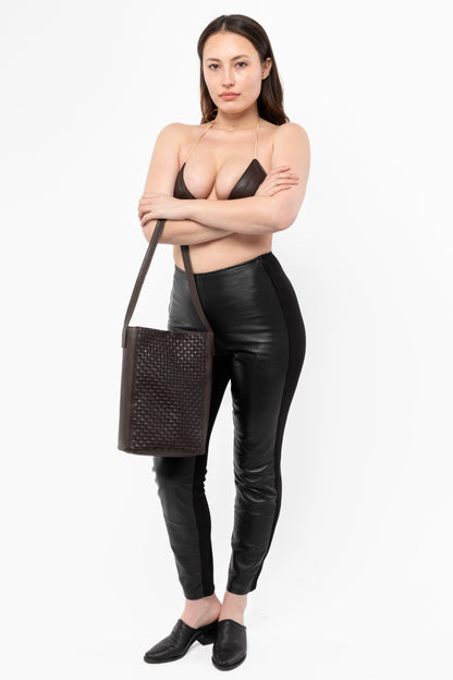 RLH3482 - Woven Leather Slim Tote