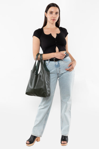RLH3406 - Monochromatic Leather Shopping Bag