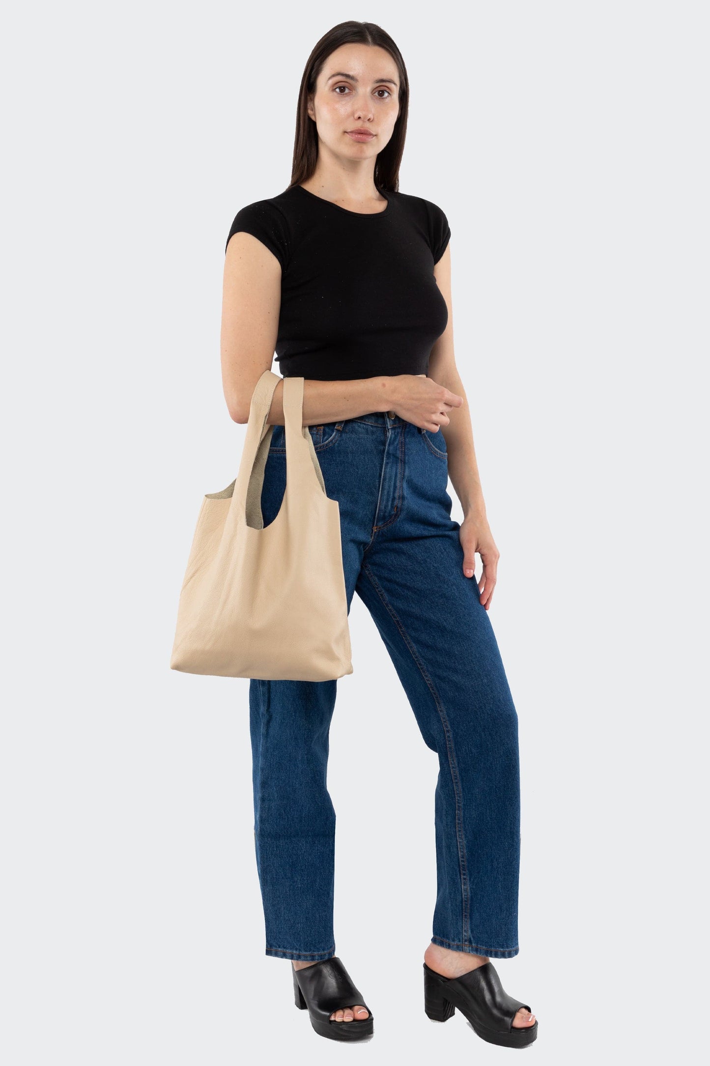 RLH3406 - Monochromatic Leather Shopping Bag