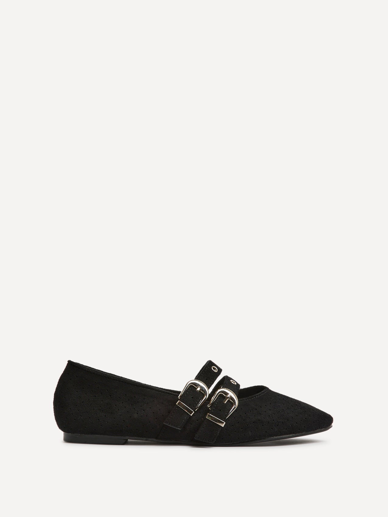 Rogue Black Ballet Flats With Eyelet Detail