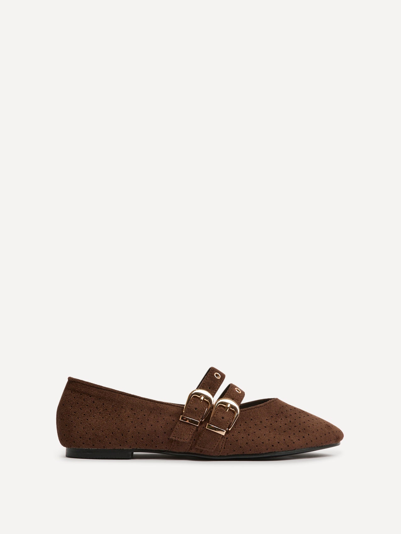 Rogue Brown Ballet Flats With Eyelet Detail