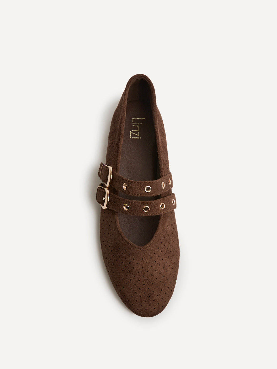 Rogue Brown Ballet Flats With Eyelet Detail