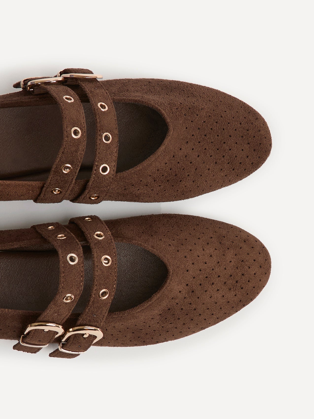 Rogue Brown Ballet Flats With Eyelet Detail