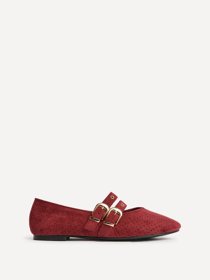 Rogue Red Ballet Flats With Eyelet Detail