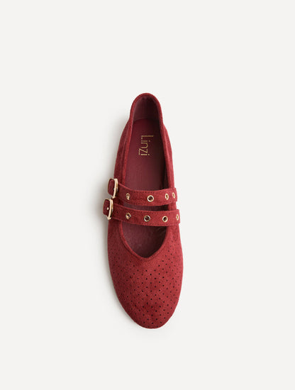 Rogue Red Ballet Flats With Eyelet Detail