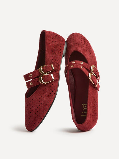 Rogue Red Ballet Flats With Eyelet Detail