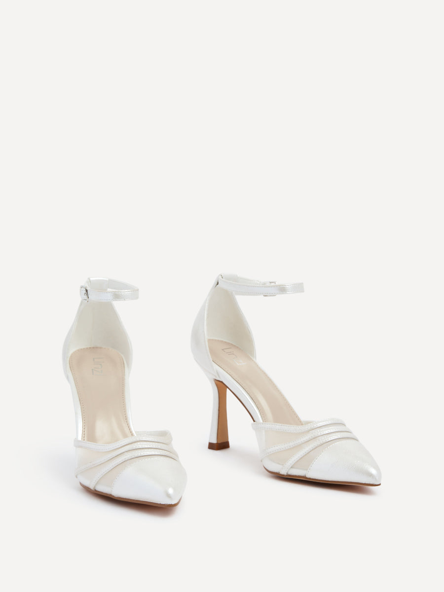 Rosalind Bridal Ivory Satin Mesh Court Heels