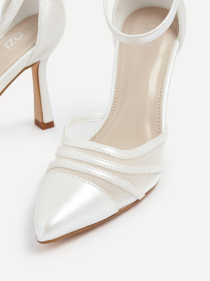 Rosalind Bridal Ivory Satin Mesh Court Heels