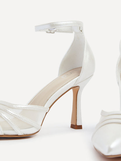Rosalind Bridal Ivory Satin Mesh Court Heels