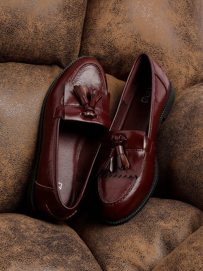 Rosemary Burgundy Faux Leather Loafers