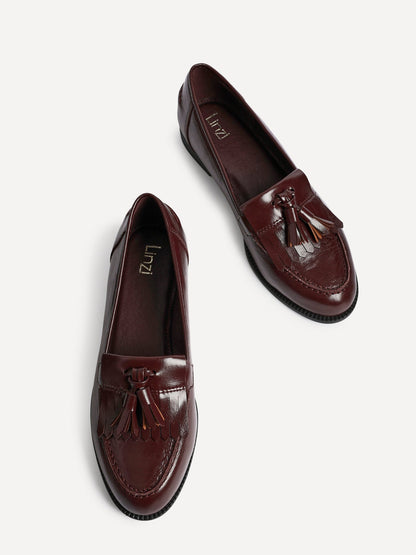 Rosemary Burgundy Faux Leather Loafers