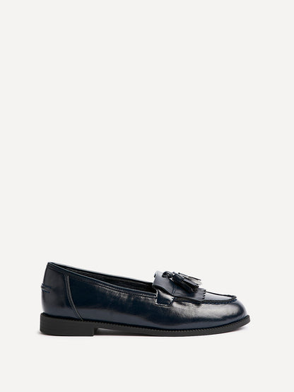 Rosemary Navy Faux Leather Loafers