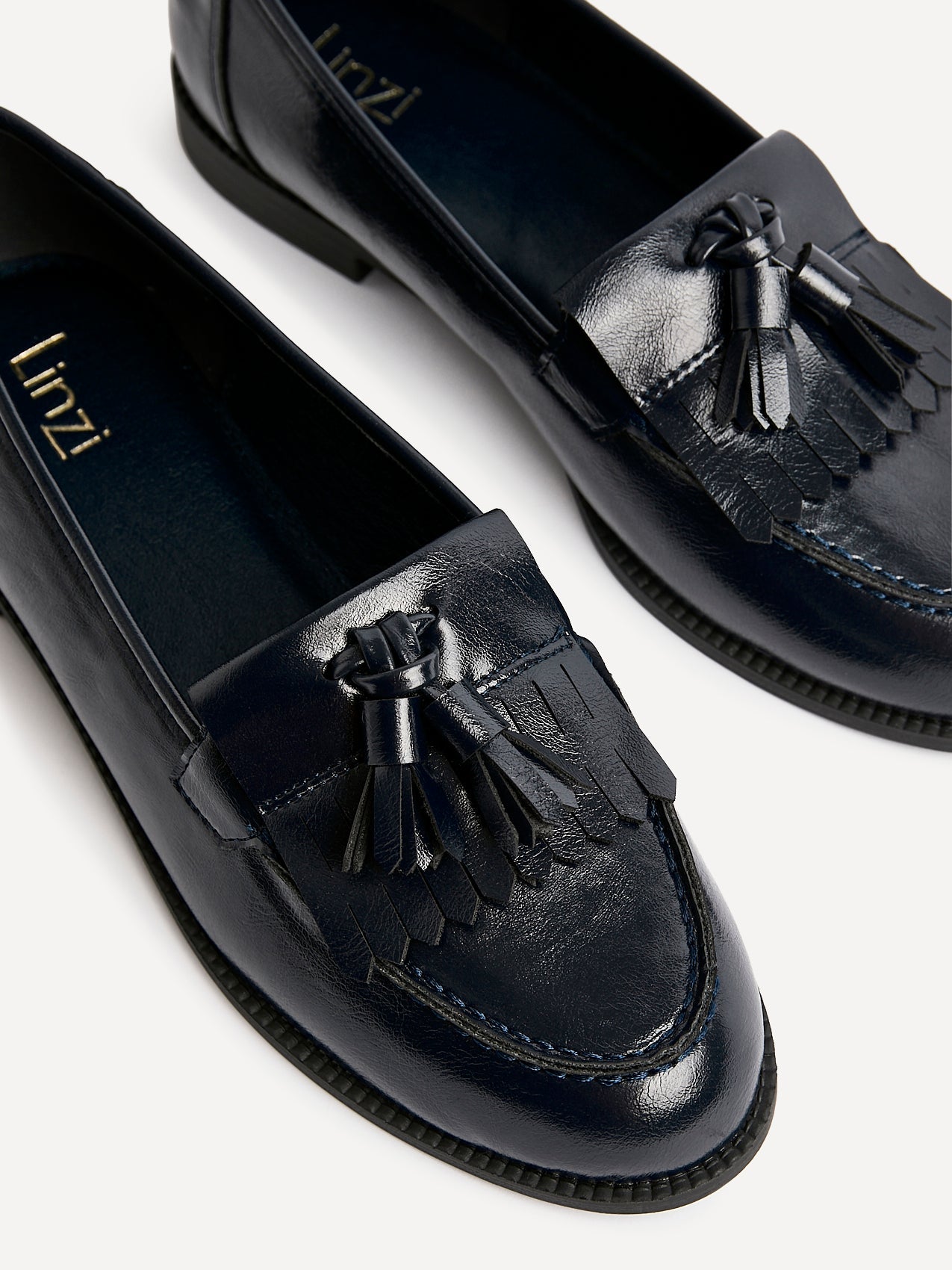 Rosemary Navy Faux Leather Loafers