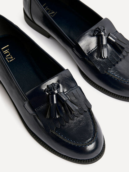 Rosemary Navy Faux Leather Loafers