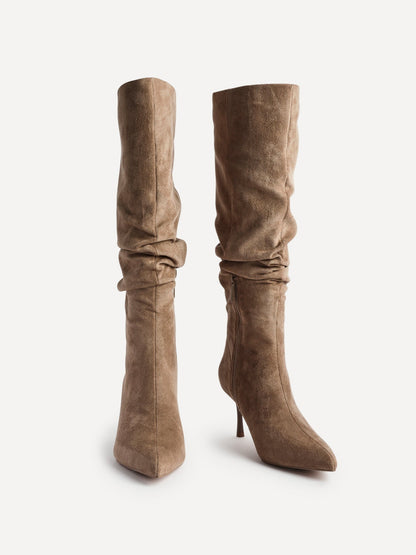 Rosenna Beige Long Stiletto Boots