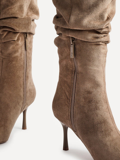 Rosenna Beige Long Stiletto Boots