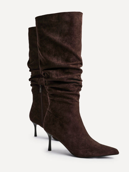 Rosenna Brown Long Stiletto Boots