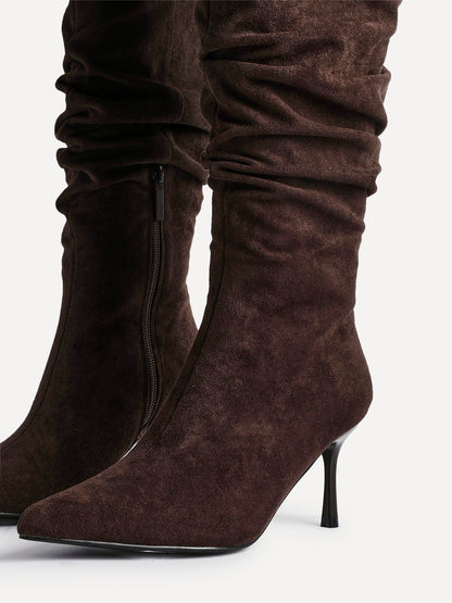 Rosenna Brown Long Stiletto Boots