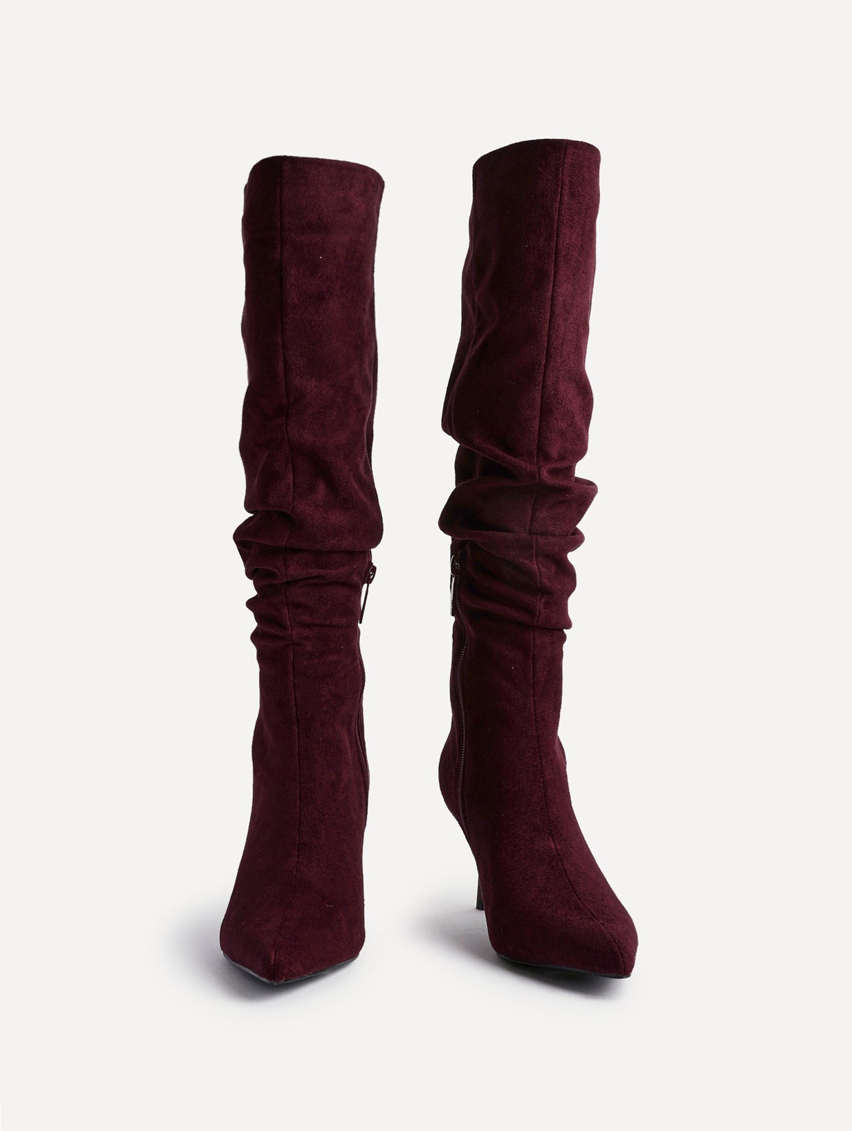 Rosenna Burgundy Long Stiletto Boots