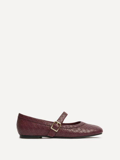 Routine Burgundy Woven Effect Ballet Flats